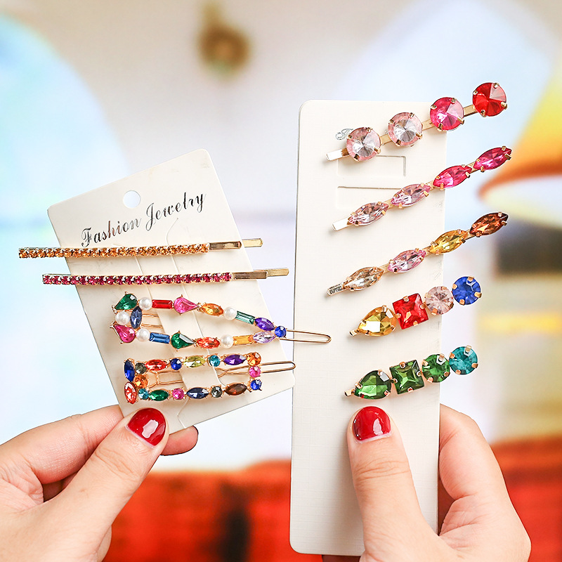 Bobby Pin Bulk - Horquillas de cristal Multicolor para niña