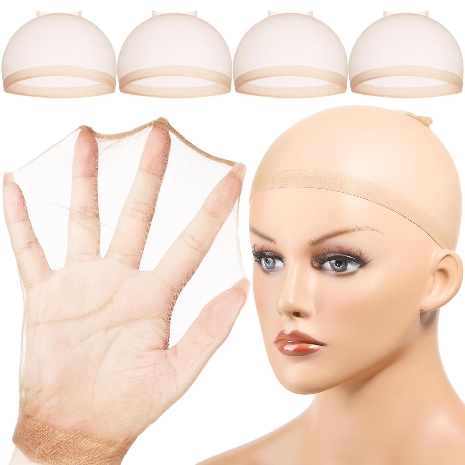 Wig Cap Stocking - 4/12 Uds malla de nailon ventilada